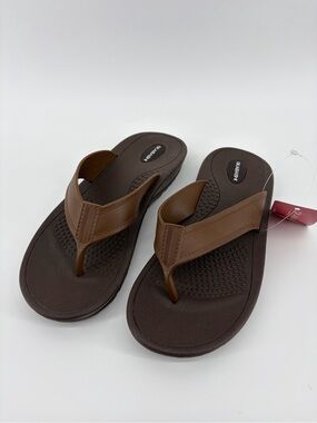 Okabashi Men's Mariner Brown Toffee Flip Flops Slip On Size L (8-8.5), NWT